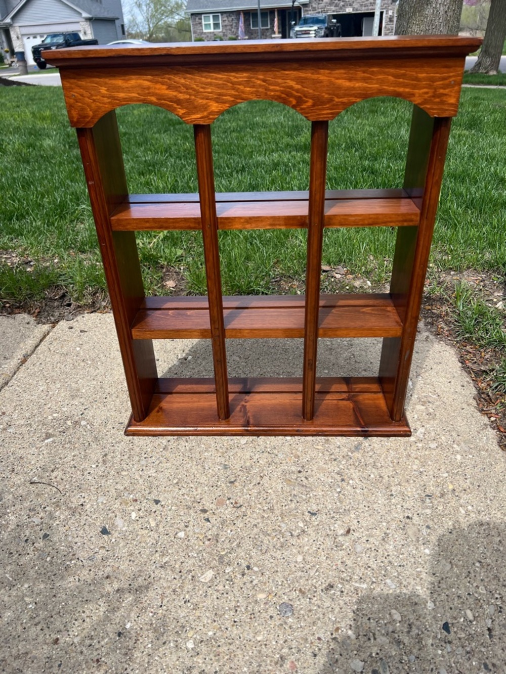 Vintage Wooden Wall Mount Etagere Plates/Cups/Trinkets Shelf